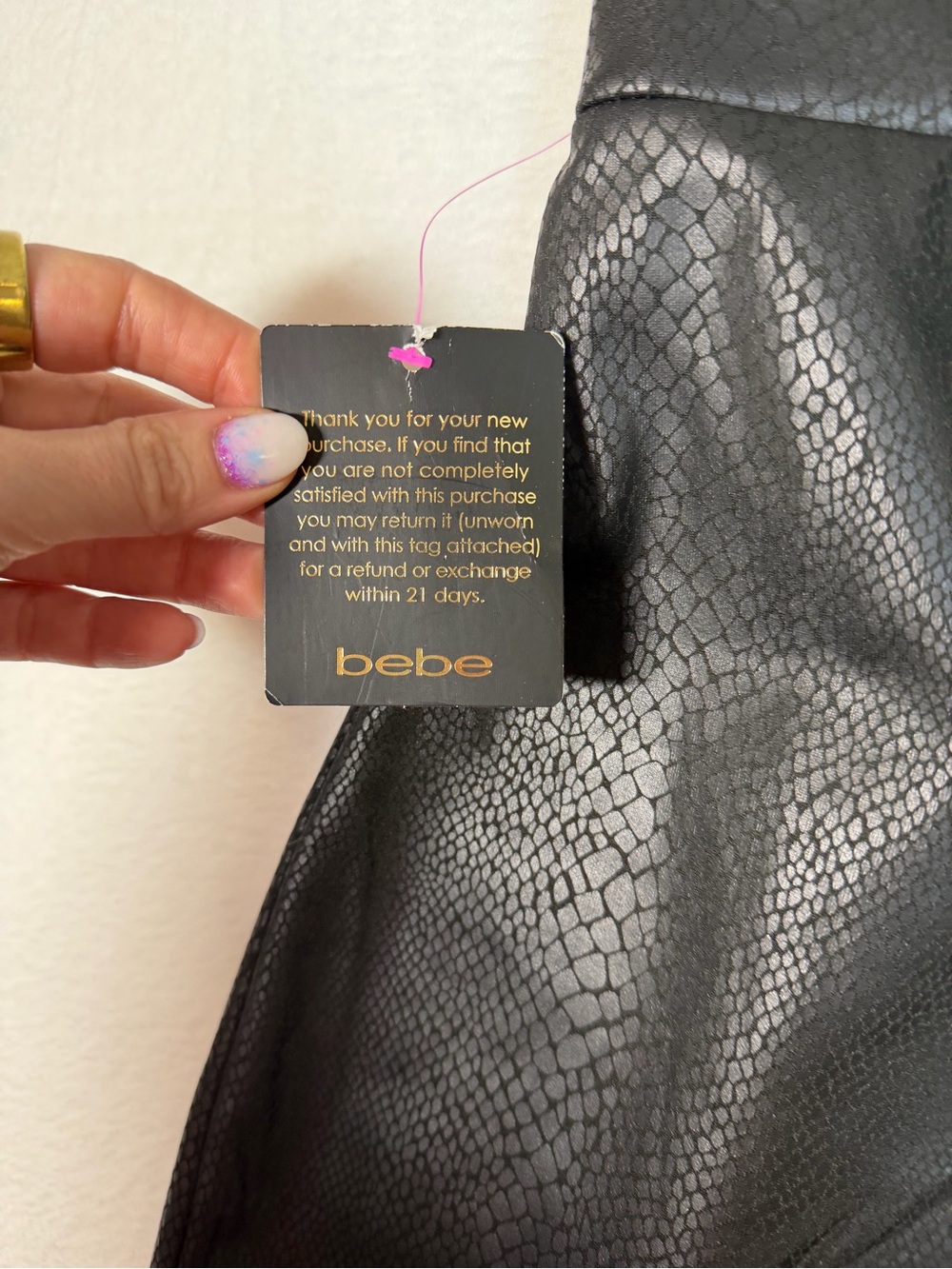 NWT Bebe Strapless Faux Snakeskin Bodycon Dress Built-In Bra Medium - Picture 7 of 9